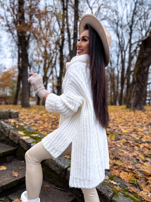 ELYNDI Удлиненный шерстяной свитер - белый